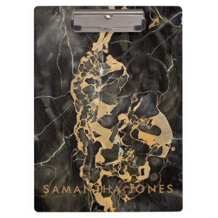Carpeta De Pinza Black Gold Carrara Marble Classic