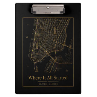 Carpeta De Pinza Black Gold Custom City Map Clipboard 