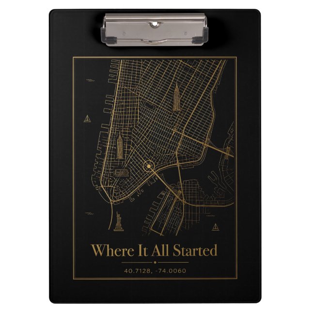 Carpeta De Pinza Black Gold Custom City Map Clipboard  (Anverso)