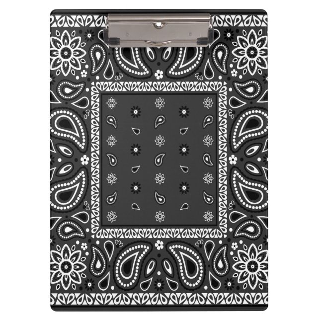 Carpeta De Pinza Black Paisley Bandana Birthday Hip Hop Rap Scarf (Anverso)
