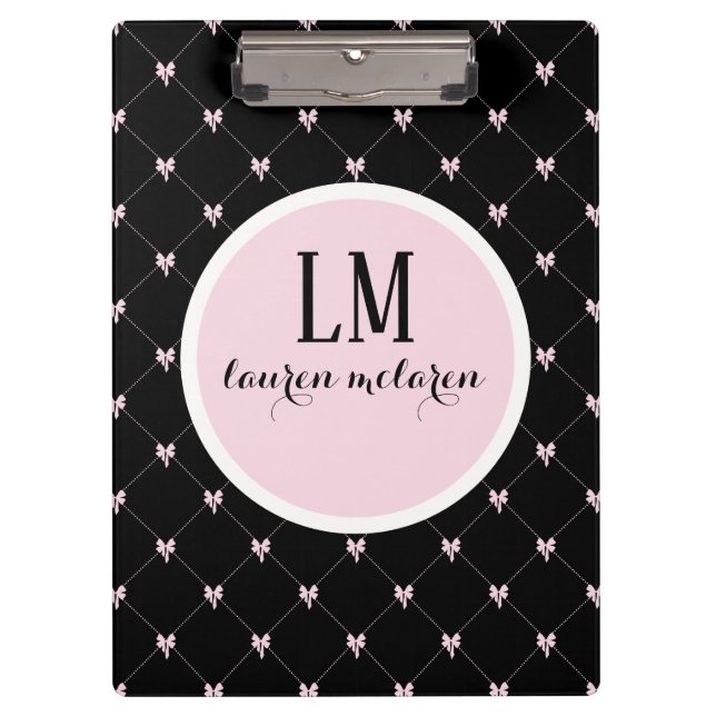 Carpeta De Pinza Black & Pink Bow Monogram (Anverso)