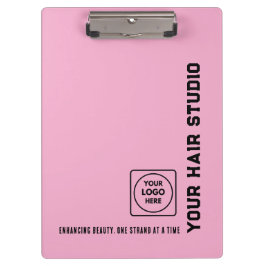 Carpeta De Pinza Black Pink Hair Salon Logo Pro clipboard