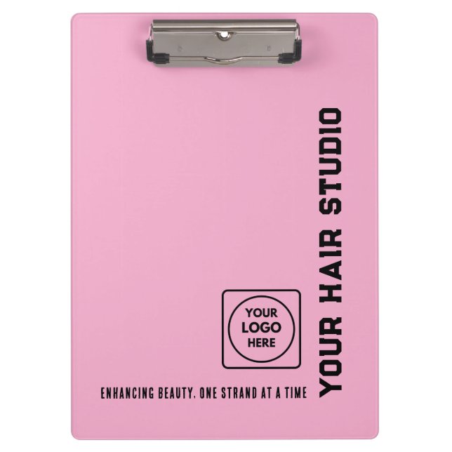 Carpeta De Pinza Black Pink Hair Salon Logo Pro clipboard (Anverso)