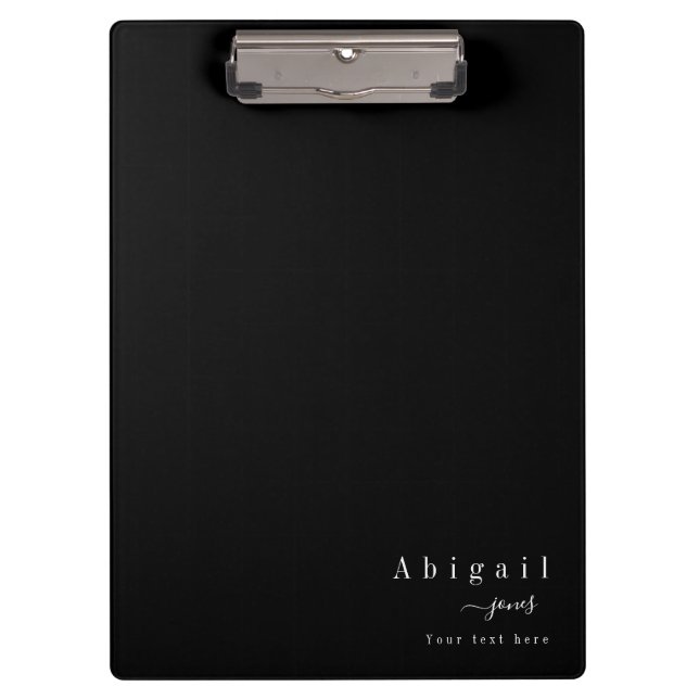 Carpeta De Pinza Black Simple Script Name Modern personalizado (Anverso)