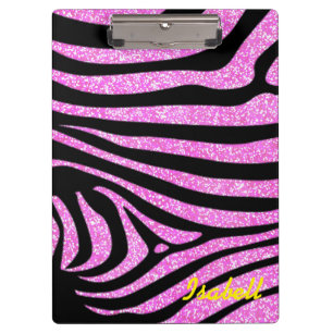 Carpeta De Pinza Black Zebra Stripes Name Purpurina Verde azulado