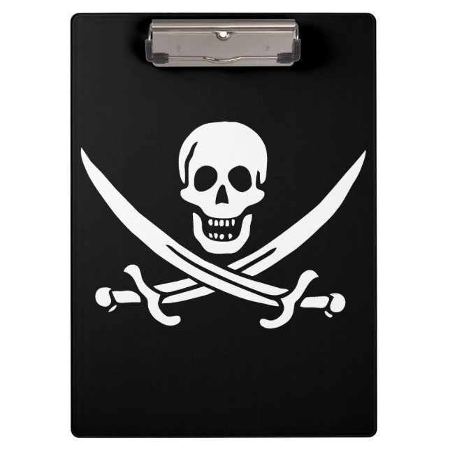 Carpeta De Pinza Blanco, Bandera Pirata Calico Jack, Calavera y Cri (Anverso)