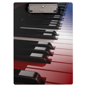 Carpeta De Pinza Blanco del teclado de piano y azul rojos