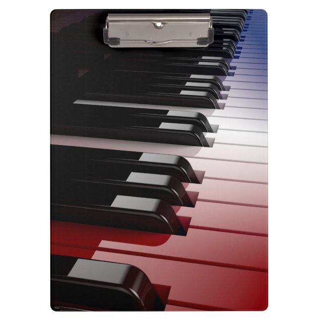 Carpeta De Pinza Blanco del teclado de piano y azul rojos (Anverso)