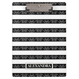 Carpeta De Pinza Blanco negro moderno a rayas