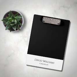 Carpeta De Pinza Blanco negro profesional minimalista