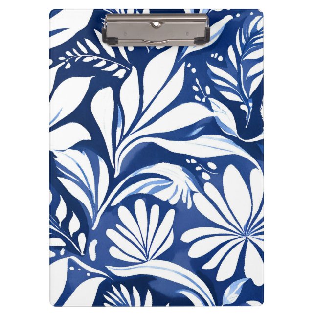 Carpeta De Pinza Blue Botanical Watercolor Floral Pattern (Anverso)