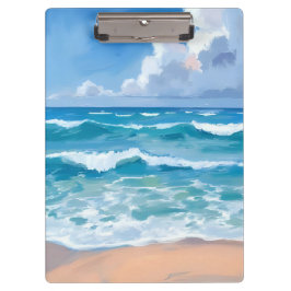 Carpeta De Pinza Blue Ocean Waves | Beach Sea Watercolor 