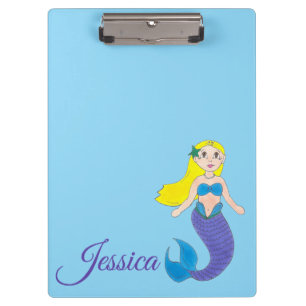Carpeta De Pinza Blue Purple Swimming Ocean Mermaid Personalizado
