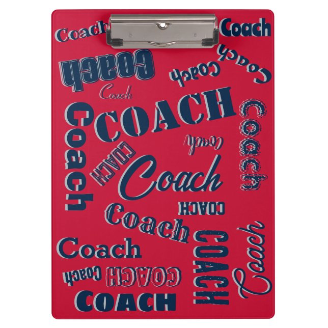 Carpeta De Pinza Blue Red Silver Personalized Coach Gige Nombre Art (Anverso)