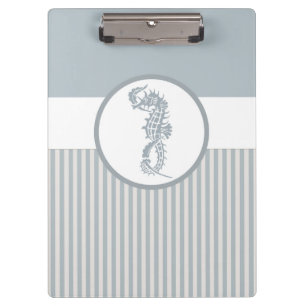 Carpeta De Pinza Blue Seahorse Blue Classic Nautical Elegant