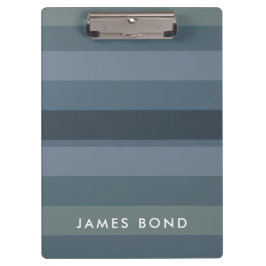 Carpeta De Pinza Blue Shades Ombre Simple Stripe Personaliza Nombre