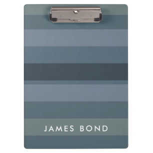 Carpeta De Pinza Blue Shades Ombre Simple Stripe Personaliza Nombre