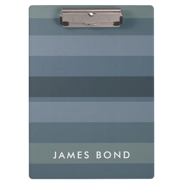 Carpeta De Pinza Blue Shades Ombre Simple Stripe Personaliza Nombre (Anverso)