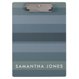 Carpeta De Pinza Blue Shades Ombre Simple Stripe Personaliza Nombre