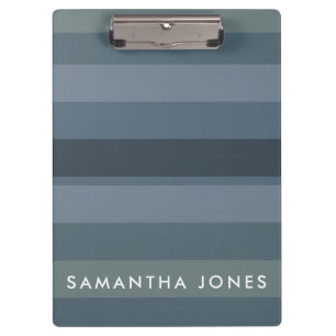 Carpeta De Pinza Blue Shades Ombre Simple Stripe Personaliza Nombre