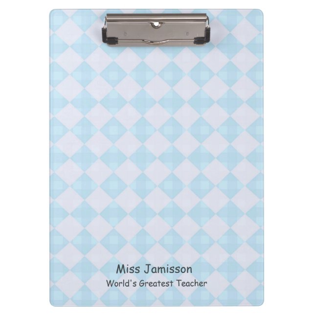 Carpeta De Pinza Blue White Retro, mejor profesor del mundo, nombre (Anverso)