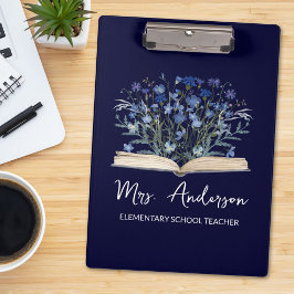 Carpeta De Pinza Blue Wildflowers Grow From Book Teacher