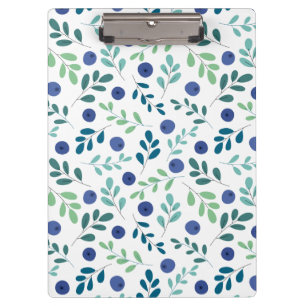 Carpeta De Pinza Blueberries con patrón de hojas verdes