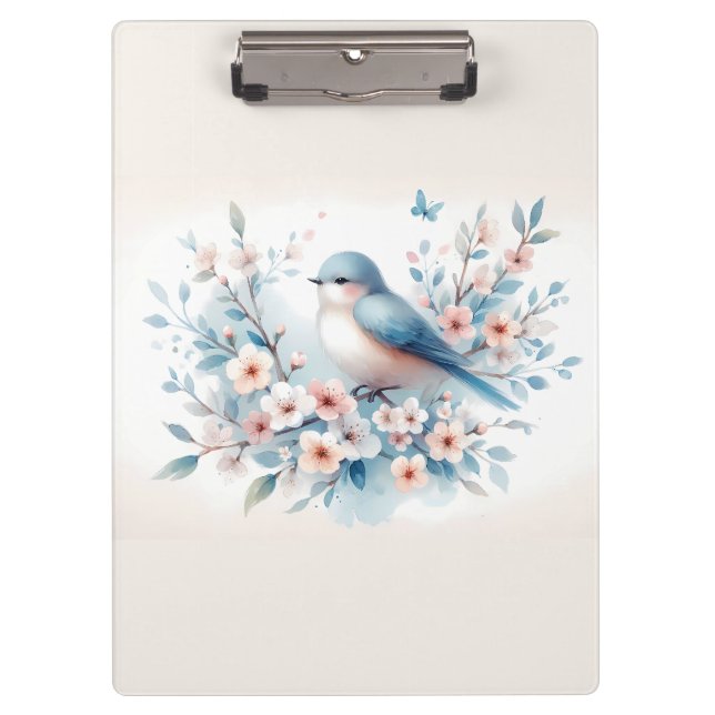 Carpeta De Pinza Bluebird Blossom Watercolor Serenity (Anverso)