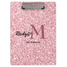 Carpeta De Pinza Blush Pink glitter Monogram hair and makeup