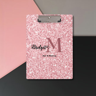 Carpeta De Pinza Blush Pink glitter Monogram hair and makeup