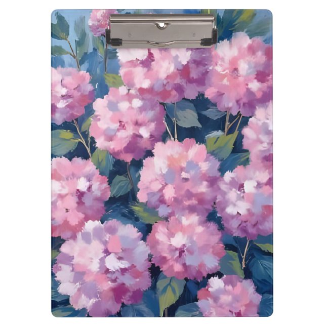 Carpeta De Pinza Blush Pink Hydrangeas Floral Watercolor (Anverso)