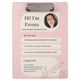 Carpeta De Pinza Blush Pink Postpartum Doula Professional Design