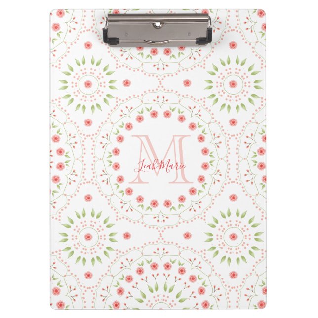 Carpeta De Pinza Blush Rosa Mandala Monograma Chic (Anverso)