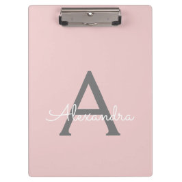 Carpeta De Pinza Blush Rosa Oro Moderno Script Femenino Monograma N