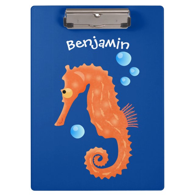 Carpeta De Pinza Bóbulas de caballito de mar naranja personalizado  (Anverso)