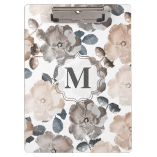 Carpeta De Pinza Boda de Rosas Vintage Monograma Placa Clip