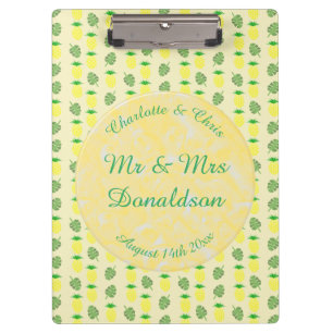 Carpeta De Pinza Boda de verano tropical Piña y hojas de palmera
