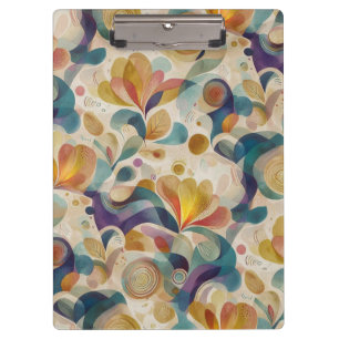 Carpeta De Pinza Boho Abstracto Floral Remolino Aquarela Dorado Tur