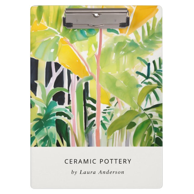 Carpeta De Pinza Boho Chic Green Tropical Leafy Foliage Botanical (Anverso)