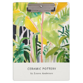 Carpeta De Pinza Boho Chic Verde Follaje Tropical Botánico