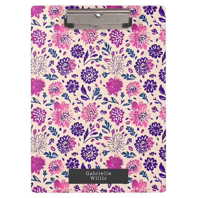 Carpeta De Pinza Boho Ombre Floral Purple (Anverso)