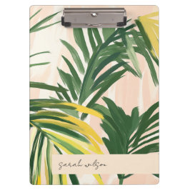 Carpeta De Pinza Boho Rubor Green Tropical Palm Leaves Beach