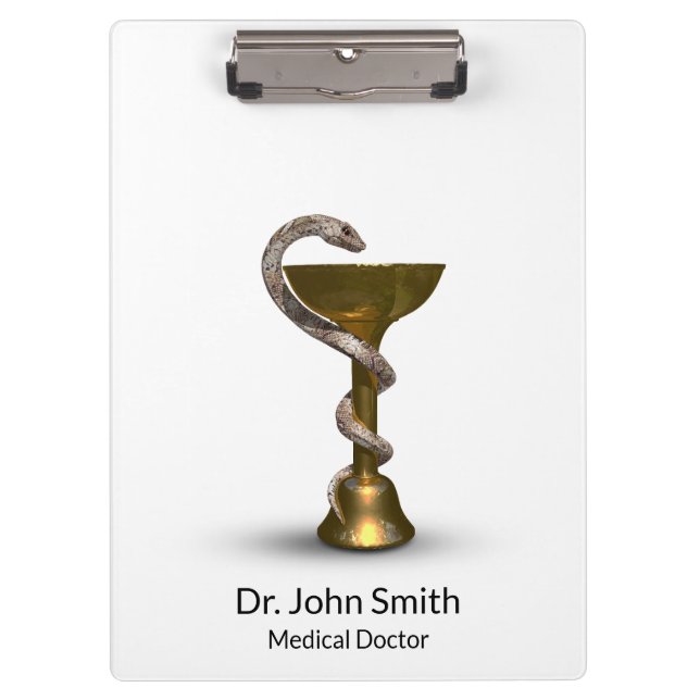Carpeta De Pinza Bola de serpiente médica Hygieia Caduceus Blanco B (Anverso)