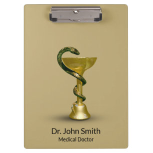 Carpeta De Pinza Bola de serpiente médica Hygieia Gold Caduceus Bei