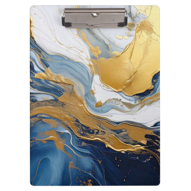 Carpeta De Pinza Bold Lava Flow in Gold and Blue (Anverso)