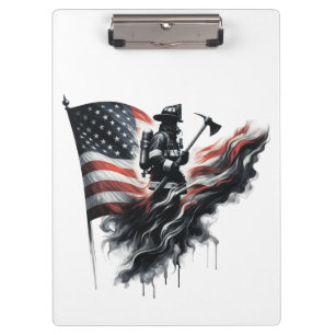 Carpeta De Pinza Bombero americano. Bandera de los Estados Unidos.