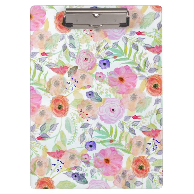 Carpeta De Pinza Bonito acuarela pintura manual abstracta floral (Anverso)