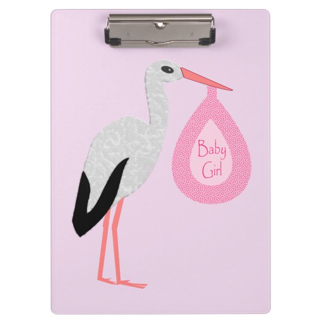 Carpeta De Pinza Bonito Bebé Rosa Stork (Anverso)