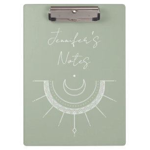 Carpeta De Pinza Bonito celeste Olive Green Sun Moon Personalizado