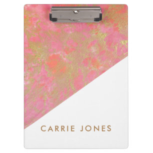 Carpeta De Pinza Bonito De Mármol Rosa Oro Elegante Minimal